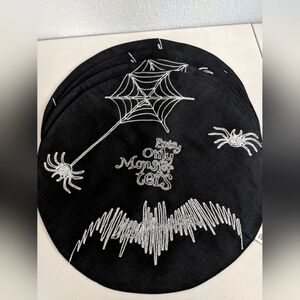 Halloween Elegant Black Placemats Spooky Spiders Bats Monster Party Decor